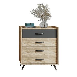 İda 4 Çekmeceli Şifonyer Atlantik Çam-antrasit