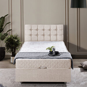 Venedik Tek Kişilik Baza Başlık Seti Krem 90x200 cm