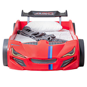 Arabalı Yatak, Merso Rüzgarlıklı Full Ledli Arabalı Yatak  Kırmızı