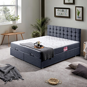 Venedik Çift Kişilik Baza Başlık Letto Yatak Seti Lacivert 150x200 cm