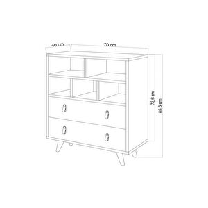 Beggu 2 Çekmeceli Şifonyer Safir Meşe-beyaz