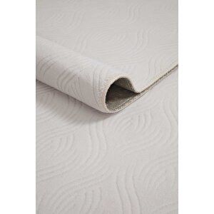 Bukle Kabartmalı Rölyef Kaymaz Tabanlı Yıkanabilir Salon,mutfak,koridor Bej Rayne Yolluk 120x400 cm