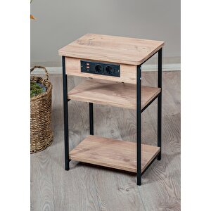 Uyan Ev Ürünleri̇ Prizli Komodin – Endüstriyel Tasarım, Çok Amaçlı Yan Sehpa