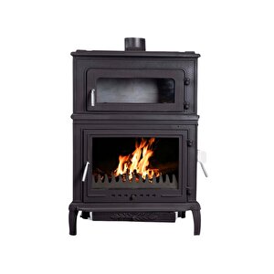Reyo Stove Salda Üç Camlı Yan Kapak Fırınlı Döküm Şömine Soba
