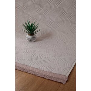 Bukle Kabartmalı Rölyef Kaymaz Tabanlı Yıkanabilir Salon,mutfak,koridor Bej Rayne Yolluk 120x300 cm