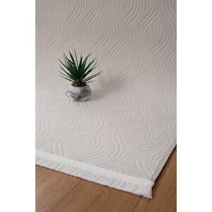 Bukle Kabartmalı Rölyef Kaymaz Tabanlı Yıkanabilir Salon,mutfak,koridor Bej Rayne Yolluk 80x450 cm