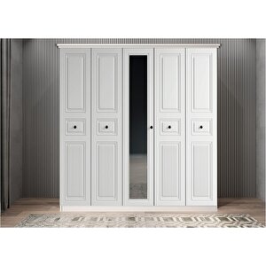 Bar Membran Beş Kapaklı Gardırop Beyaz G.b.m.b_1_175cm 175 cm