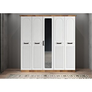 Life Membran Beş Kapaklı Gardırop Ceviz&beyaz G.b.m.l_5_175cm 175 cm
