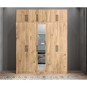 Harika Beş Kapaklı Gardırop Çam G.b.h_3_200cm 200 cm