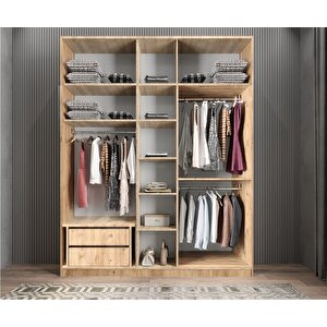 Harika Beş Kapaklı Gardırop Çam G.b.h_3_200cm 200 cm