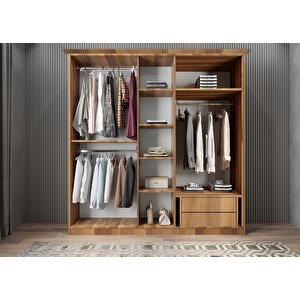 Harika Membran Beş Kapaklı Gardırop Ceviz&beyaz G.b.m.h_5_175 Cm 175 cm