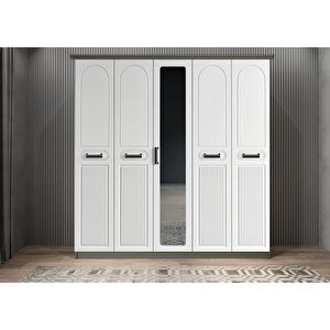 Life Membran Beş Kapaklı Gardırop Antrasit&beyaz G.b.m.l_2_200cm 200 cm