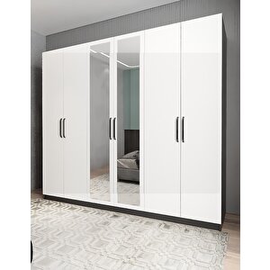 Bar 6 Kapaklı Gardırop Antrasit&beyaz G.a.b_6_180cm 180 cm