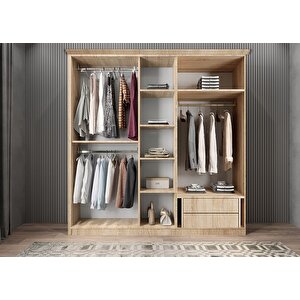 Life Membran Beş Kapaklı Gardırop Meşe&beyaz G.b.m.l_4_175cm 175 cm