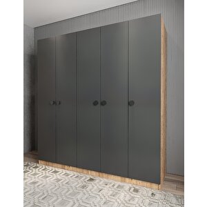 Bar Beş Kapaklı Gardırop Çam&füme G.b.b_8_225cm 225 cm