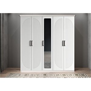 Harika Membran Beş Kapaklı Gardırop Beyaz G.b.m.h_1_175cm 175 cm