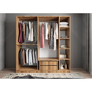 Bar Beş Kapaklı Gardırop Ceviz&beyaz G.b.b_10_150cm 150 cm
