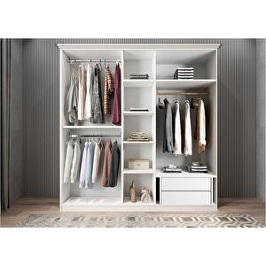 Harika Membran Beş Kapaklı Gardırop Beyaz G.b.m.h_1_200cm 200 cm