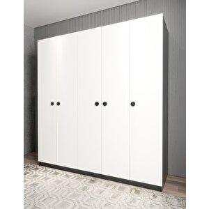 Bar Beş Kapaklı Gardırop Antrasit&beyaz G.b.b_6_200cm 200 cm