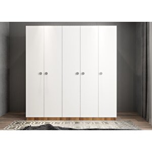 Bar Beş Kapaklı Gardırop Ceviz&beyaz G.b.b_10_175cm 175 cm