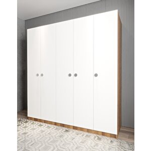Bar Beş Kapaklı Gardırop Ceviz&beyaz G.b.b_10_175cm 175 cm