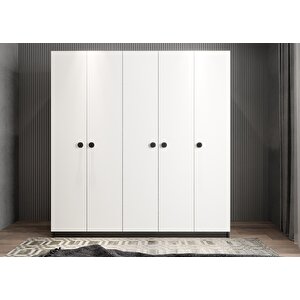Bar Beş Kapaklı Gardırop Antrasit&beyaz G.b.b_6_225cm 225 cm