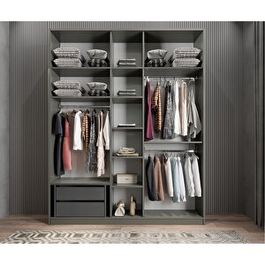 Harika Beş Kapaklı Gardırop Antrasit G.b.h_2_225cm 225 cm