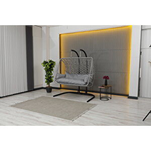 İki̇li̇ Makrome Salincak Gri