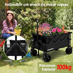 Wp285016 100kg 4 Tekerli Katlanabilir Ağır Hizmet Taşıma Arabası / Plaj Arabası