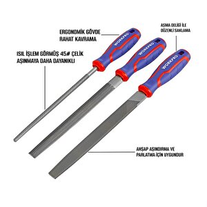 Wp201702 3 Parça 200mm Ağır Hizmet Tipi Metal Eğe Seti