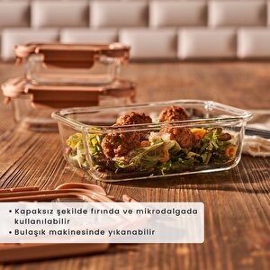 Terra 3'lü Cam Saklama Kabı Seti Bej