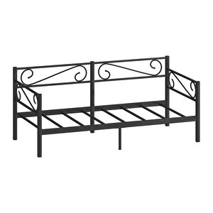 Luna Daybed Metal Karyola – Siyah Ölçü Seçenekli | Yan & Arka Ferforce Destekli