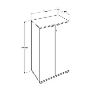 Rio 3 Raflı Kapaklı Kitaplık - Florida Meşe 72x109x34 Cm