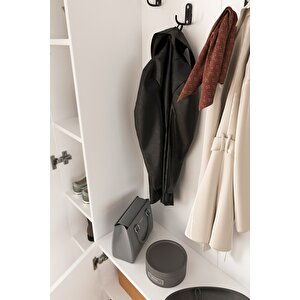 3 Kapaklı Portmanto Elbise Askılığı 7 Bölmeli Vestiyer Ayakkabılık Güneş Buketi Beyaz