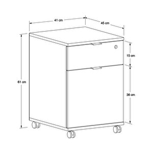 Rio Ofis Kilitli Çekmeceli Keson - Florida Meşe 41x61x45 Cm