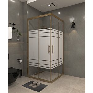 120 X 120 Kumlama  Cam Desen 05  Kare Köşe Girişli Kabin İnox Profil 6mm 120x120 cm