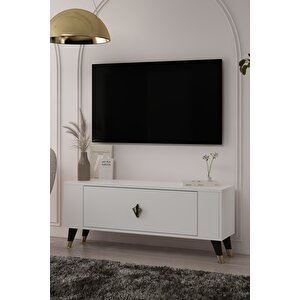 Tv1351ct Retro-32 Tv Sehpasi BEYAZ-SİYAH-ALTIN Beyaz-Altın