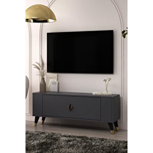 Tv1351ct Retro-32 Tv Sehpasi ANTRASİT-SİYAH-ALTIN Antrasit