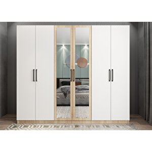 Bar 6 Kapaklı Gardırop Meşe&beyaz G.a.b_7_208cm 208 cm