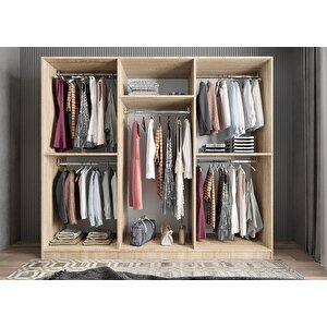 Bar 6 Kapaklı Gardırop Meşe&beyaz G.a.b_7_208cm 208 cm