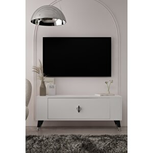 Tv1351dd Retro-32 Tv Sehpasi BEYAZ-SİYAH-GÜMÜŞ Beyaz-Gümüş