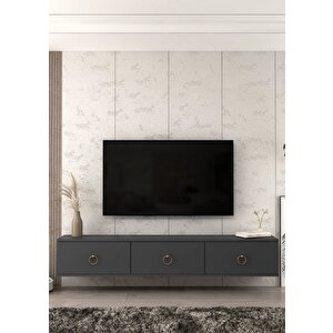 1350tv180-1ct Duvara Montaj Tv Sehpasi ANTRASİT-ALTIN Antrasit