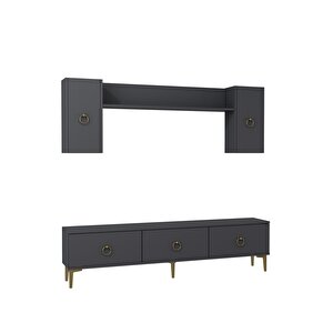 1348tv180-1ct Duvara Montaj Tv Sehpasi,tv Üni̇tesi̇ ANTRASİT-ALTIN