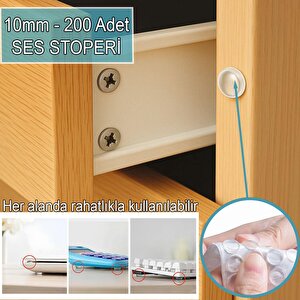 200’lü 10mm Yapışkanlı Şeffaf Silikon Ses Stoperi Dolap Çekmece Tamponu Koruyucu
