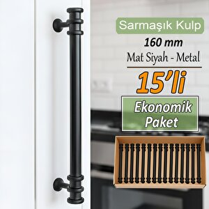 15 Adet Sarmaşık Kulp Mat Siyah 160 Mm Kulp Mobilya Mutfak Dolabı Çekmece Dolap Kapak Kulpu Kulbu Metal Kulpları
