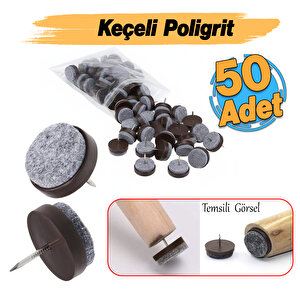 Çivili Keçeli Plastik Poligrit (50 Adet) Mobilya Masa Sandalye Parke Laminat Zemin Koruyucu Pabuç