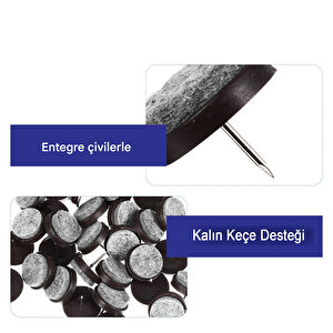 Çivili Keçeli Plastik Poligrit (50 Adet) Mobilya Masa Sandalye Parke Laminat Zemin Koruyucu Pabuç