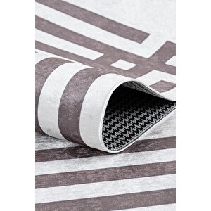 Bianca Eco Dijital Baskı Makinada Yıkanabilir Kaymaz Taban Dekoratif Halı Kahverengi 21531 100x400 cm