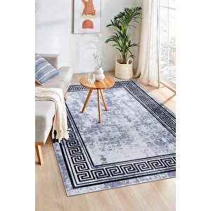 Bianca Vl Eco Dijital Baskı Makinada Yıkanabilir Kaymaz Taban Dekoratif Halı Lacivert 36780 80x300 cm