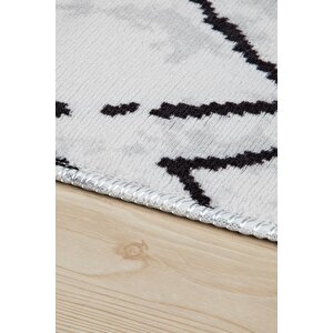 Luna Vl Eco Yıkanabilir Kaymaz Taban Siyah Saçaklı Dört Mevsim Halı